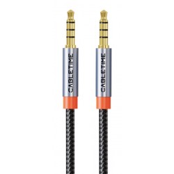 CABLETIME καλώδιο ήχου 3.5mm CT-AM35M, gold plated, 1m, μαύρο