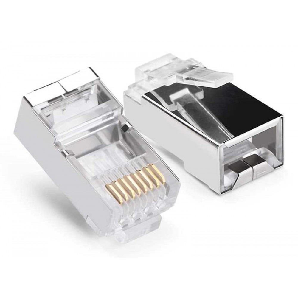 POWERTECH βύσμα RJ45 CAB-N448, ανοιχτού τύπου, Cat 6/6a FTP, μεταλλικό, ασημί, 50τμχ