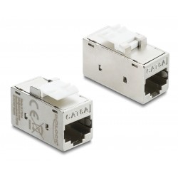 DELOCK Keystone module RJ45 90989, θηλυκό σε θηλυκό, Cat 6A STP, ασημί DELOCK Keystone module RJ45 90989, θηλυκό σε θηλυκό, Cat 6A STP, ασημί