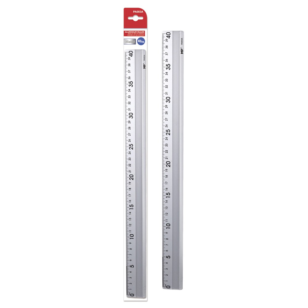 MP μεταλλικός χάρακας PA003A, 40cm, ασημί