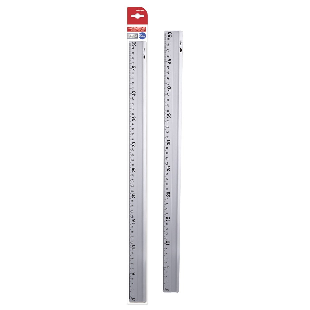 MP μεταλλικός χάρακας PA004, 50cm, ασημί