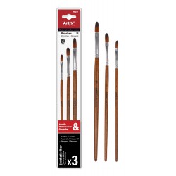 ARTIX PAINTS σετ πινέλων ζωγραφικής PP231, καφέ, 3τμχ ARTIX PAINTS σετ πινέλων ζωγραφικής PP231, καφέ, 3τμχ