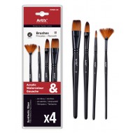 ARTIX PAINTS σετ πινέλων ζωγραφικής PP387-03, μαύρο, 4τμχ ARTIX PAINTS σετ πινέλων ζωγραφικής PP387-03, μαύρο, 4τμχ