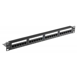 POWERTECH patch panel NETW-0046 για rack 19"/1U, 24 θυρών, CAT 6 UTP, μαύρο