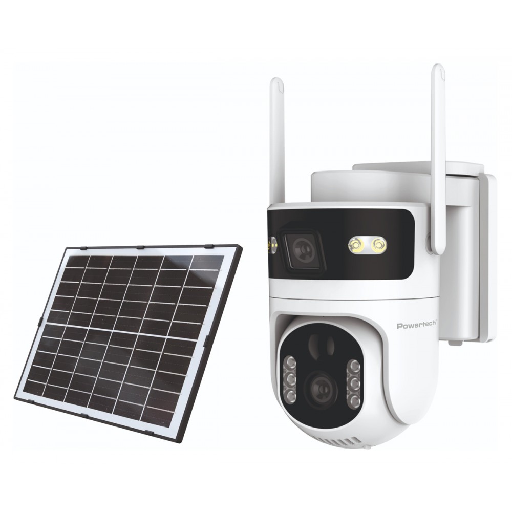 POWERTECH smart ηλιακή κάμερα PT-1547, dual lens, 4MP, 4G, PTZ, SD, IP65