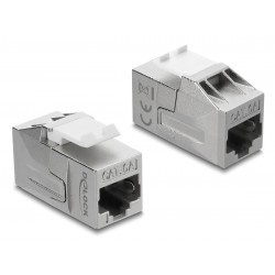 DELOCK Keystone module RJ45 91122, θηλυκό σε θηλυκό, Cat 6A STP, ασημί DELOCK Keystone module RJ45 91122, θηλυκό σε θηλυκό, Cat 6A STP, ασημί
