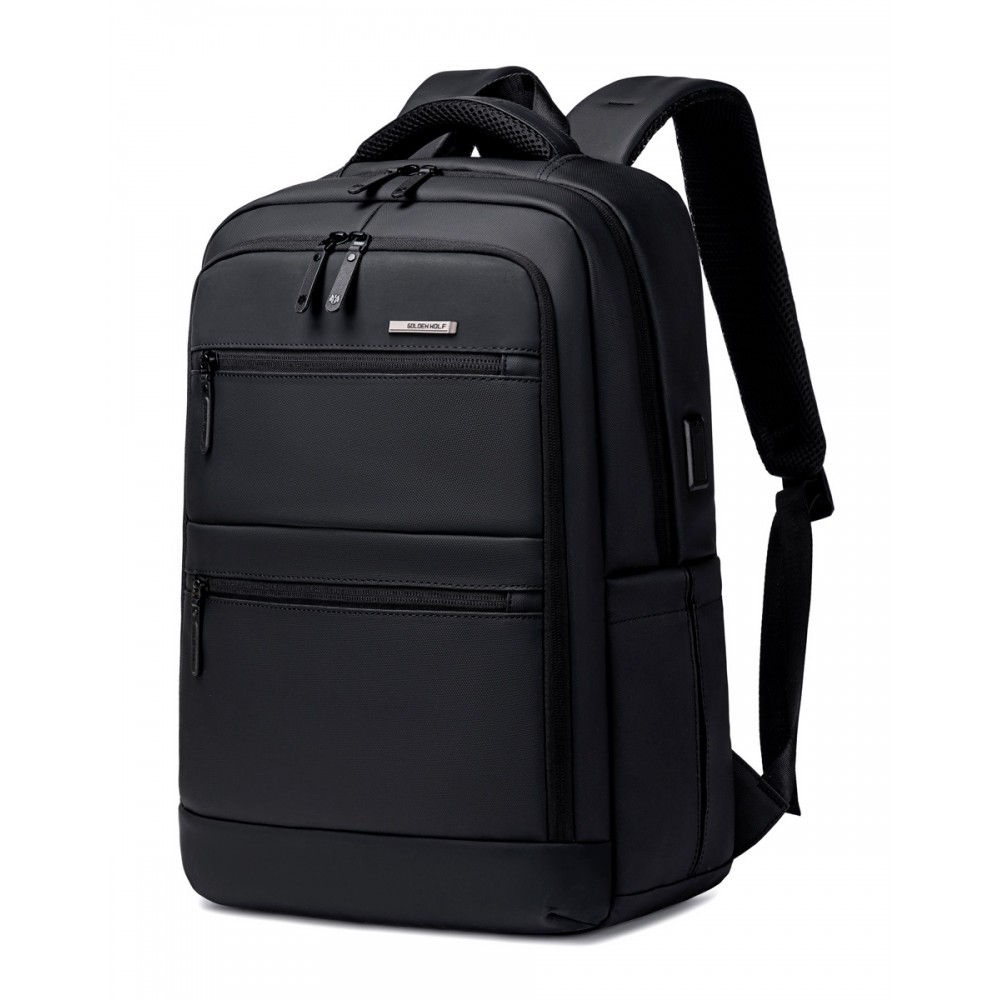 GOLDEN WOLF τσάντα πλάτης GB00707 με θήκη laptop 15.6, 21L, μαύρη