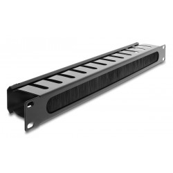 DELOCK cable management 67628 για rack 19"/1U, με βούρτσα προστασίας, μεταλλικό, μαύρο