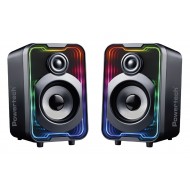 POWERTECH ηχεία PT-1575 με RGB φωτισμό, 2x 5W, Bluetooth & USB/USB-C, μαύρα