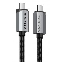 CABLETIME καλώδιο USB-C CT-USB4V2, USB4, 240W, 80Gbps, 8K/60Hz, 1m, μαύρο CABLETIME καλώδιο USB-C CT-USB4V2, USB4, 240W, 80Gbps, 8K/60Hz, 1m, μαύρο