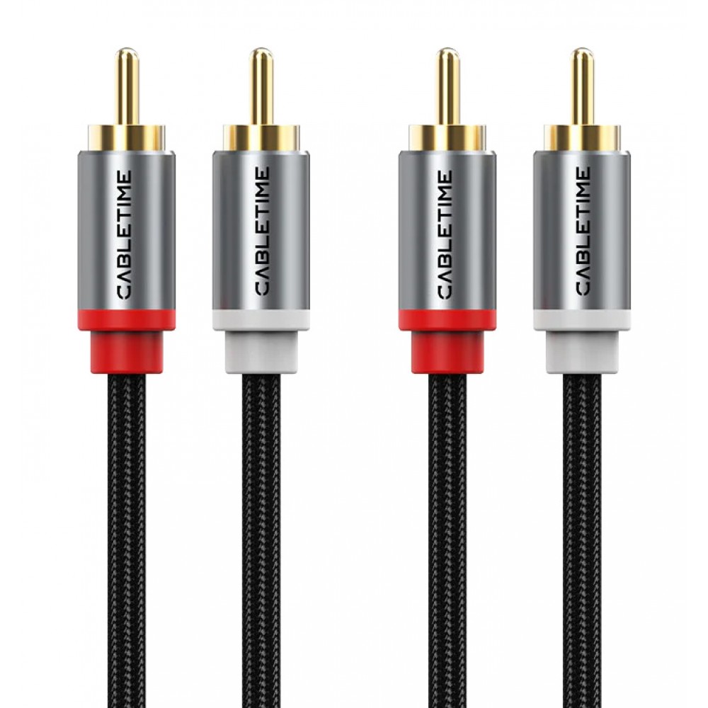 CABLETIME καλώδιο ήχου 2x RCA σε 2x RCA CT-RCA, 3m, μαύρο
