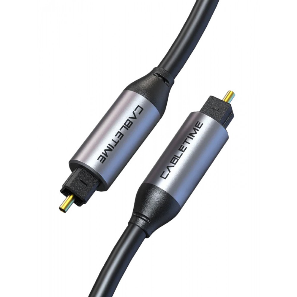CABLETIME καλώδιο ήχου Toslink CT-AV380-P04GN, gold plated, 5mm, 5m, μαύρο