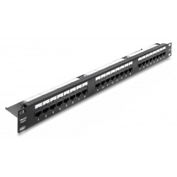 DELOCK patch panel 91087 για rack 19", 1U, 24 θυρών, CAT 6 UTP, με LED, μαύρο