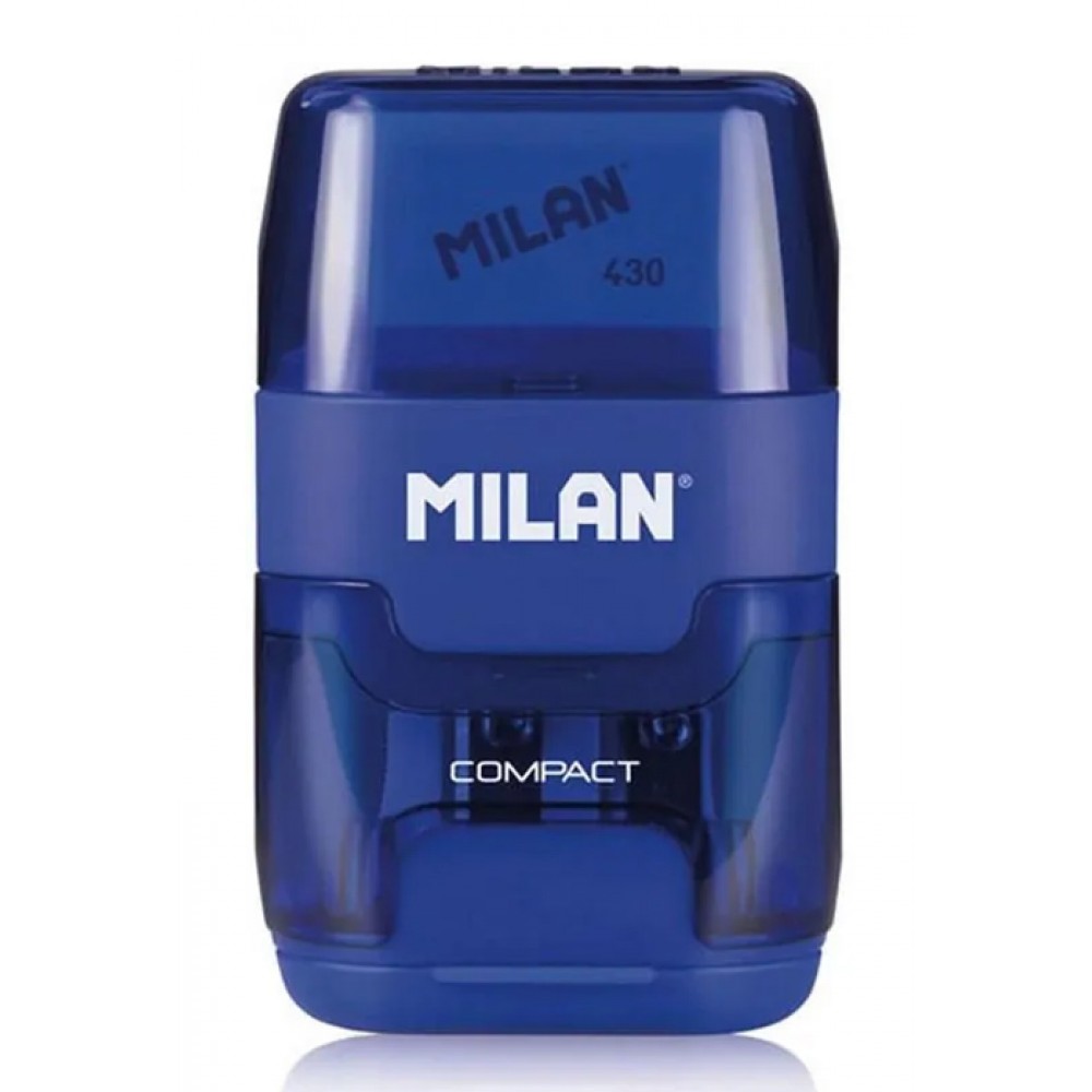 MILAN ξύστρα μολυβιών με κάδο & γόμα 1204703116, μπλε