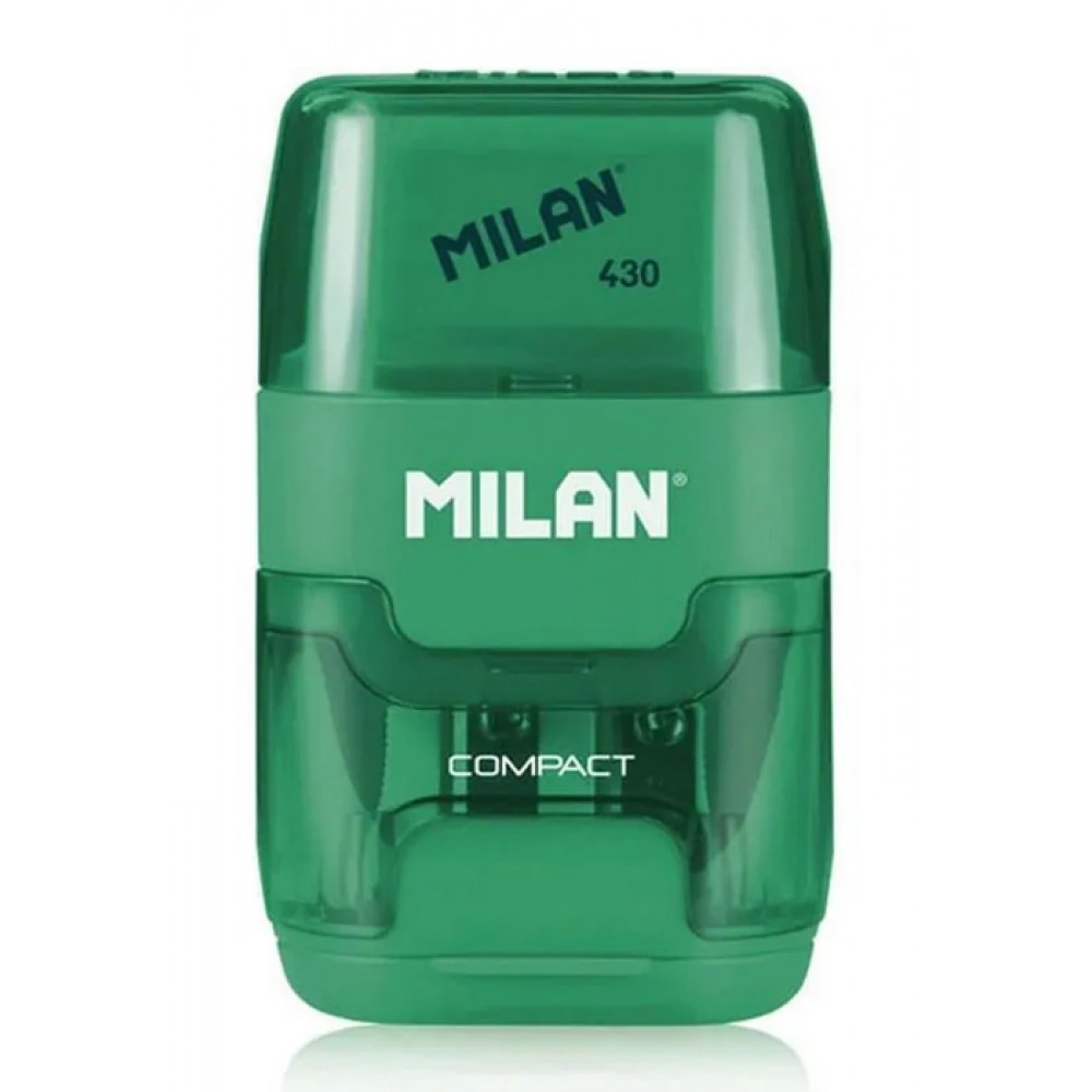 MILAN ξύστρα μολυβιών με κάδο & γόμα 1204703116, πράσινη