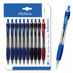 BEBASIC σετ στυλό διαρκείας ballpoint S065, 1mm μύτη, 14.5cm, μπλε/μαύρο/κόκκινο, 10τμχ BEBASIC σετ στυλό διαρκείας ballpoint S065, 1mm μύτη, 14.5cm, μπλε/μαύρο/κόκκινο, 10τμχ