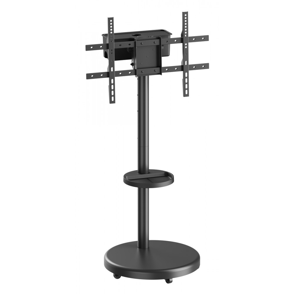 BRATECK βάση τηλεόρασης δαπέδου FS38-46TWE, 37-86, έως 50kg, με ράφι & cable management, ροδάκια, μαύρη