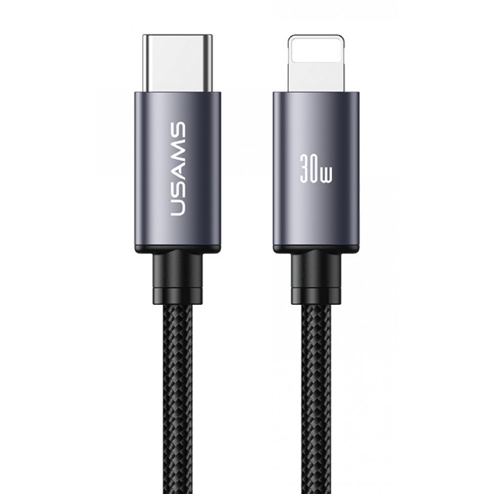 USAMS καλώδιο Lightning σε USB-C SJ770, 30W, 480Mbps, 1m, μαύρο