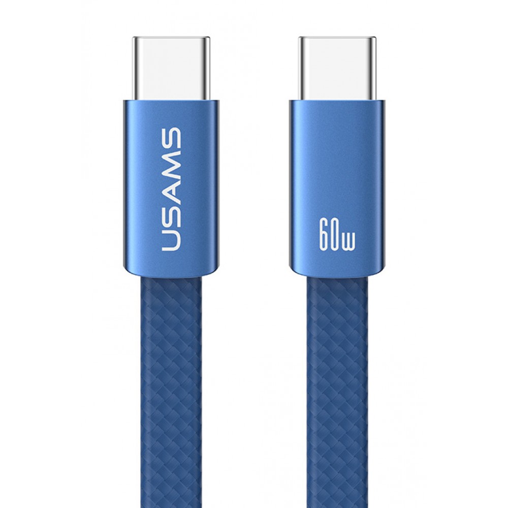 USAMS καλώδιο USB-C SJ783, 60W, 480Mbps, flat, 1.2m, μπλε