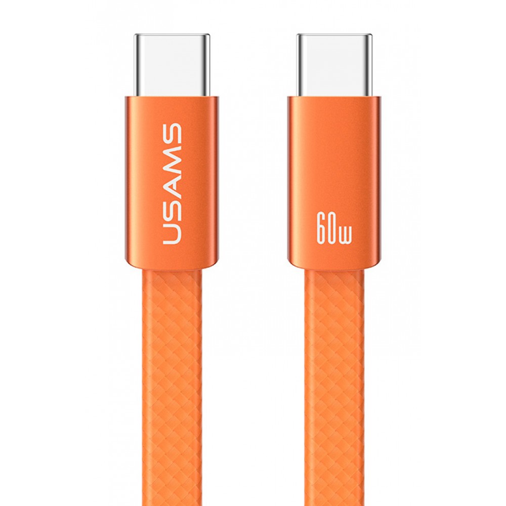USAMS καλώδιο USB-C SJ783, 60W, 480Mbps, flat, 1.2m, πορτοκαλί