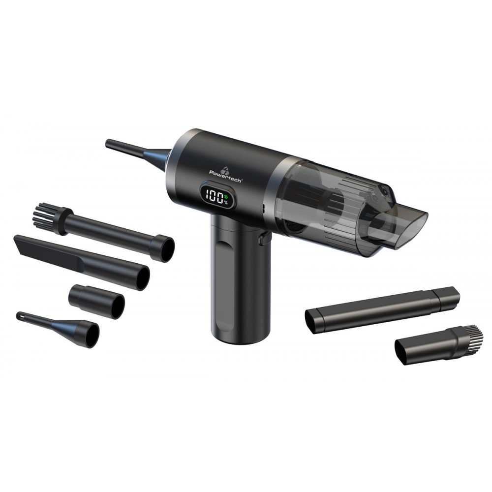POWERTECH 2 σε 1 σκουπάκι χειρός & air duster PT-1576, 50W, 3600mAh, μαύρο POWERTECH 2 σε 1 σκουπάκι χειρός & air duster PT-1576, 50W, 3600mAh, μαύρο