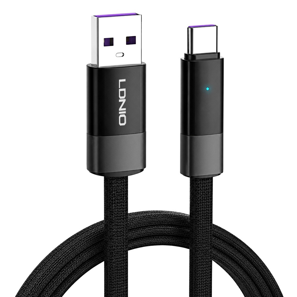 LDNIO καλώδιο USB-C σε USB LS241Q, flat, 100W, 480Mbps, 1m, μαύρο LDNIO καλώδιο USB-C σε USB LS241Q, flat, 100W, 480Mbps, 1m, μαύρο