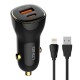 LDNIO φορτιστής αυτοκινήτου C103 με καλώδιο Lightning, USB/USB-C, 60W, μαύρος LDNIO φορτιστής αυτοκινήτου C103 με καλώδιο Lightning, USB/USB-C, 60W, μαύρος