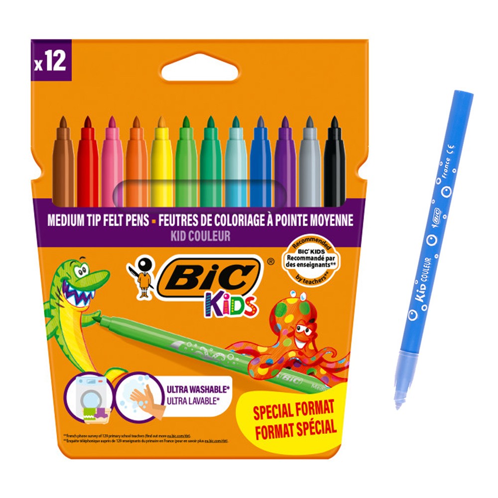 BIC σετ χρωματιστών μαρκαδόρων ζωγραφικής 216010322 KID Couleur, 12τμχ BIC σετ χρωματιστών μαρκαδόρων ζωγραφικής 216010322 KID Couleur, 12τμχ