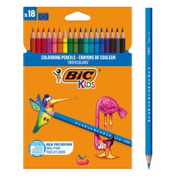 BIC σετ χρωματιστές ξυλομπογιές Kids Tropicolors, εξάγωνες, 18τμχ
