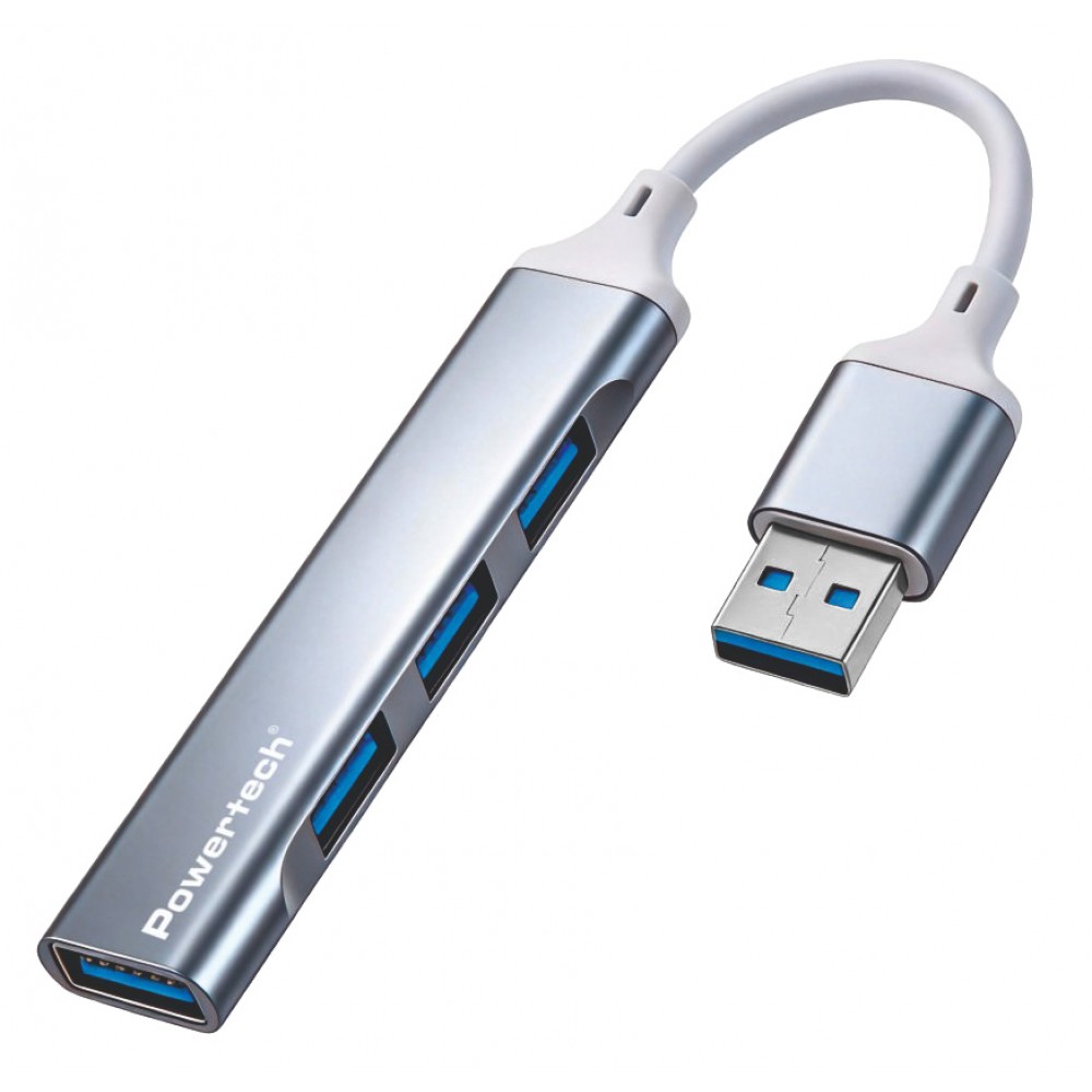 POWERTECH USB hub PTR-0207, 4x θυρών, USB 3.0, 5Gbps, USB σύνδεση, γκρι POWERTECH USB hub PTR-0207, 4x θυρών, USB 3.0, 5Gbps, USB σύνδεση, γκρι