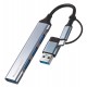 POWERTECH USB hub PTR-0206, 4x θυρών, USB 3.0, 5Gbps, USB & USB-C σύνδεση, γκρι POWERTECH USB hub PTR-0206, 4x θυρών, USB 3.0, 5Gbps, USB & USB-C σύνδεση, γκρι
