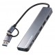 POWERTECH USB hub PTR-0205 με card reader, 8 θυρών, USB & USB-C σύνδεση, γκρι POWERTECH USB hub PTR-0205 με card reader, 8 θυρών, USB & USB-C σύνδεση, γκρι