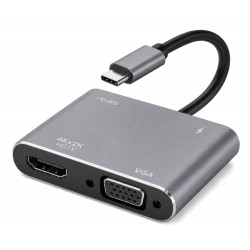POWERTECH docking station CAB-UC101, 4 θυρών, USB-C, 4K, 100W, γκρι
