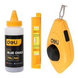 DELI σετ νήμα στάθμης DL25 με μπλε σκόνη & αλφάδι, 30m DELI σετ νήμα στάθμης DL25 με μπλε σκόνη & αλφάδι, 30m