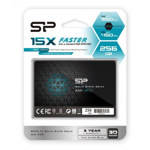 SILICON POWER SSD A55 256GB, 2.5, SATA III, 550-450MB/s 7mm, TLC