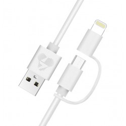 POWERTECH καλώδιο USB σε Micro/Lightning PT-707, MFi, 12W, 1m, λευκό