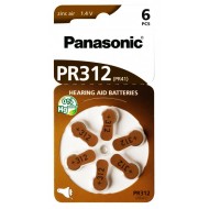 PANASONIC μπαταρίες ακουστικών βαρηκοΐας PR312, mercury free, 1.4V, 6τμχ