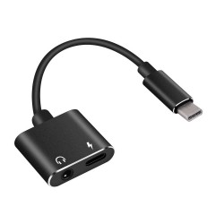 POWERTECH αντάπτορας USB-C σε USB-C & 3.5mm θηλυκό CAB-UC031, μαύρος