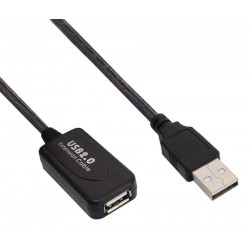 POWERTECH καλώδιο προέκτασης USB CAB-U054, ενισχυτής, 480Mbps 15m, μαύρο