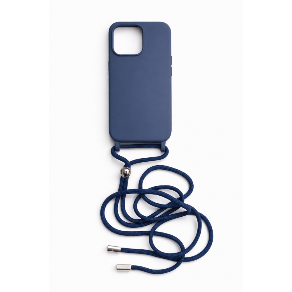 Back Cover Σιλικόνης με Λουράκι για Apple iPhone 15 Pro Max - Χρώμα: Μπλε Back Cover Σιλικόνης με Λουράκι για Apple iPhone 15 Pro Max - Χρώμα: Μπλε