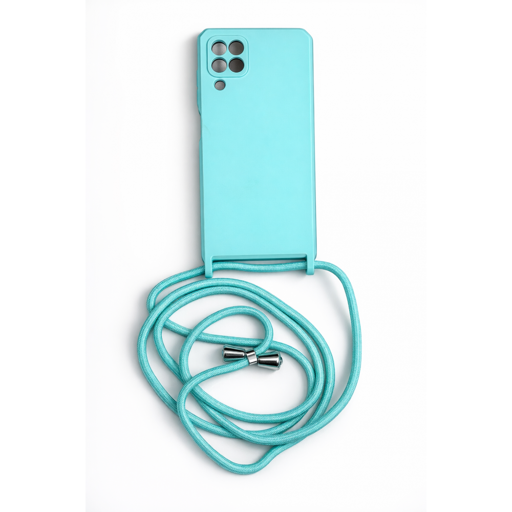 Back Cover Σιλικόνης με Λουράκι για Samsung A225F Galaxy A22 4G - Χρώμα: Τυρκουάζ