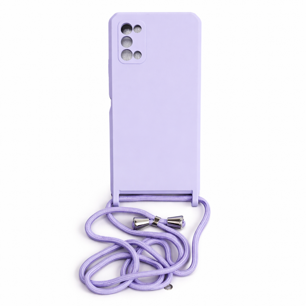 Back Cover Σιλικόνης με Λουράκι για Samsung Galaxy A02S/A03S - Χρώμα: Λιλά