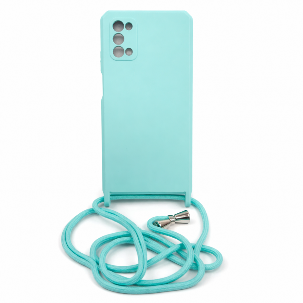 Back Cover Σιλικόνης με Λουράκι για Samsung Galaxy A02S/A03S - Χρώμα: Τυρκουάζ