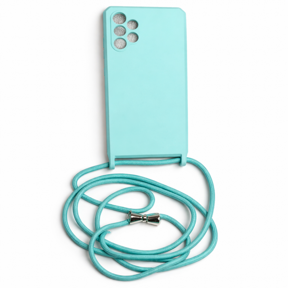 Back Cover Σιλικόνης με Λουράκι για Samsung A325F Galaxy A32 4G - Χρώμα: Τιρκουάζ