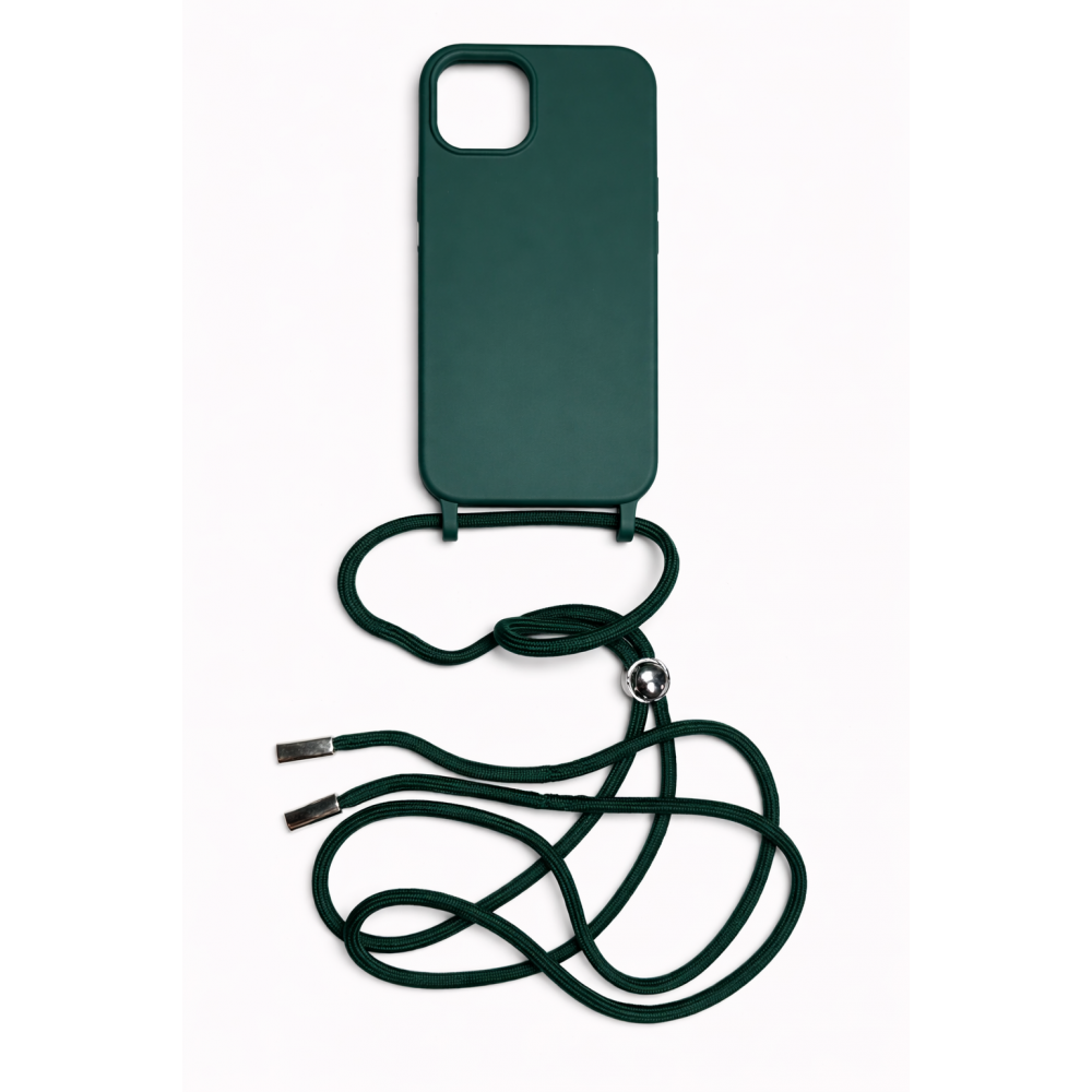 Back Cover Σιλικόνης με Λουράκι για Apple iPhone 15 - Χρώμα: Πράσινο Back Cover Σιλικόνης με Λουράκι για Apple iPhone 15 - Χρώμα: Πράσινο
