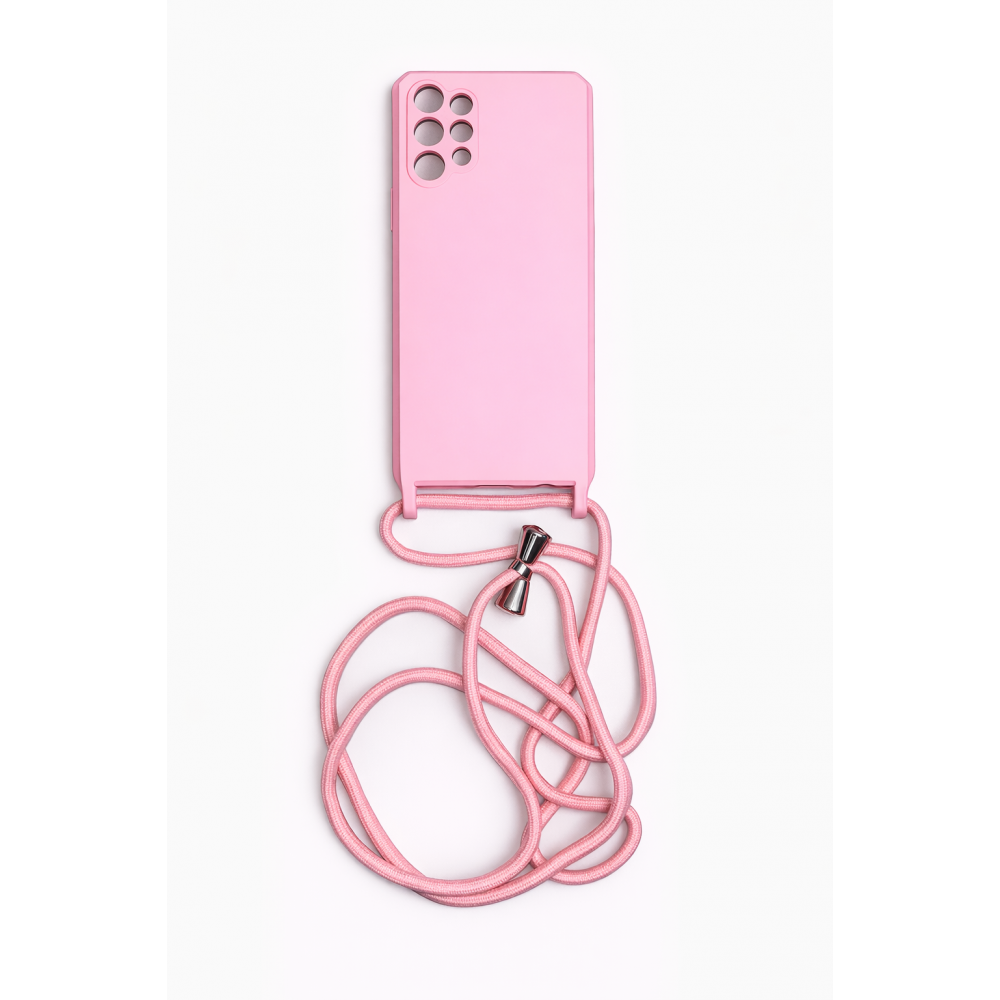 Back Cover Σιλικόνης με Λουράκι για Samsung A325F Galaxy A32 4G - Χρώμα: Ροζ