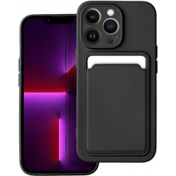 Forcell Card Back Cover Σιλικόνης με Υποδοχή για Κάρτες Μαύρο (iPhone 14 Pro)