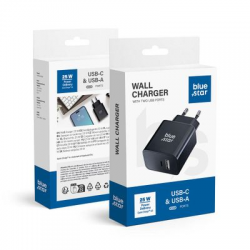 Blue Star Φορτιστής Χωρίς Καλώδιο με Θύρα USB-A και Θύρα USB-C 25W Power Delivery / Quick Charge 4.0 Μαύρος