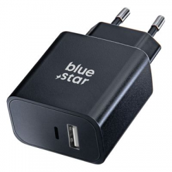 Blue Star Φορτιστής Χωρίς Καλώδιο με Θύρα USB-A και Θύρα USB-C 25W Power Delivery / Quick Charge 4.0 Μαύρος