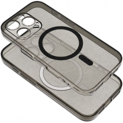 Clear Mag Cover Case Camera Protection Compatible Magsafe Black Glitter (Iphone 15 Plus)